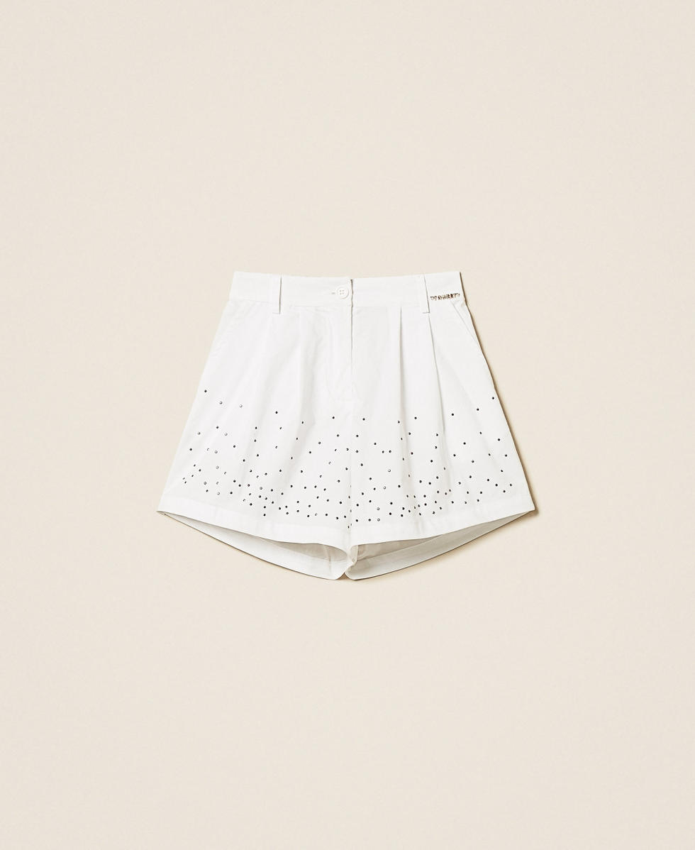 Shorts in popeline con borchie